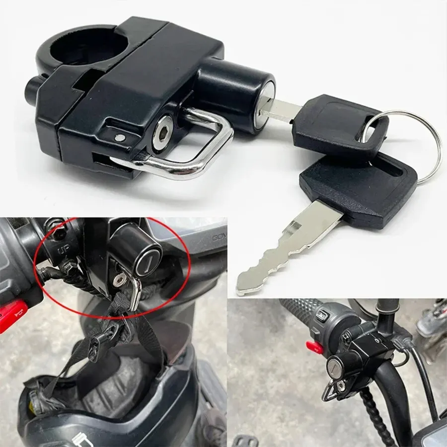 Antivol de casque pour guidon moto et scooter, 2 clés, photo 3