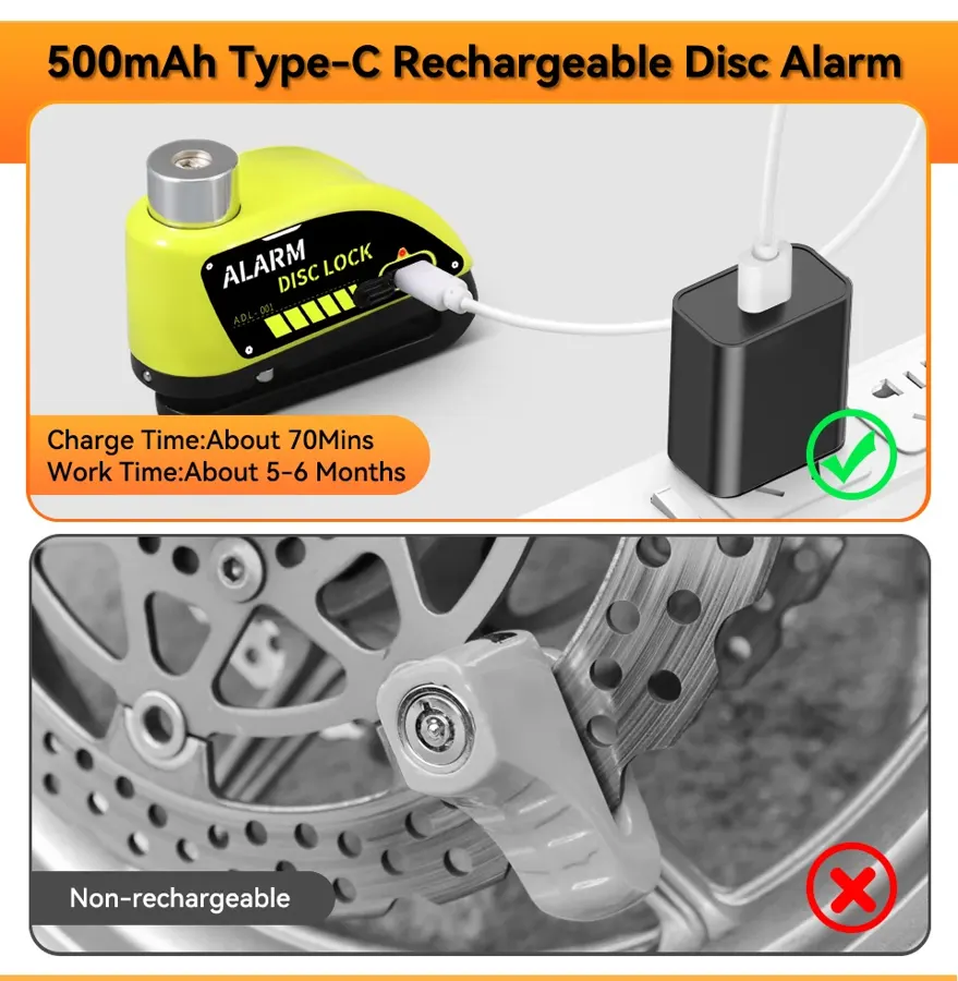 Bloque-disque alarme 120 dB rechargeable Extractme, photo 2