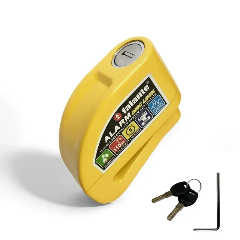 Bloque-disque moto avec alarme 110 dB, couleur Jaune