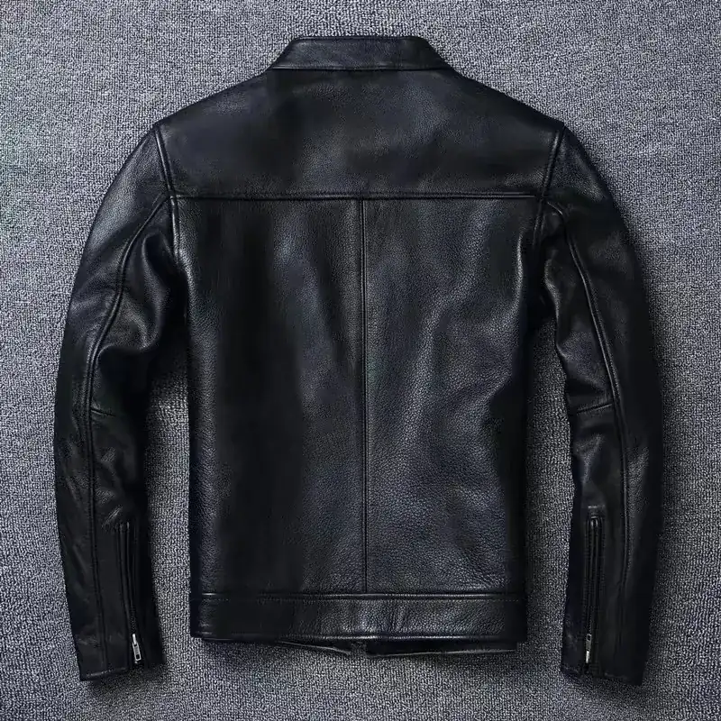 Blouson moto cuir de vache style café racer homme, photo 2