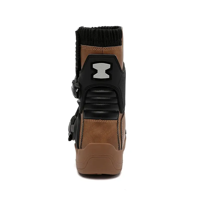 Bottes moto trail en cuir imperméables, double boucle, photo 3