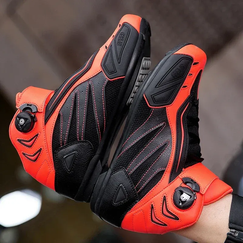 Chaussures moto homme et femme à serrage rotatif, rose, vert fluo ou orange, photo 6