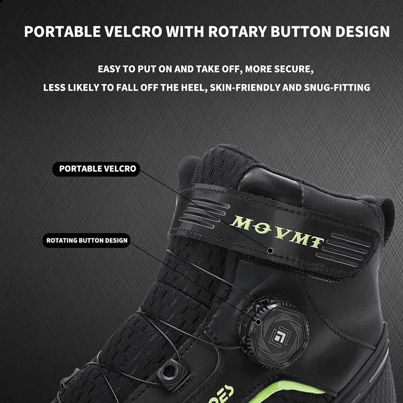 Chaussures moto montantes à serrage rotatif, renforts talon et orteils, photo 3