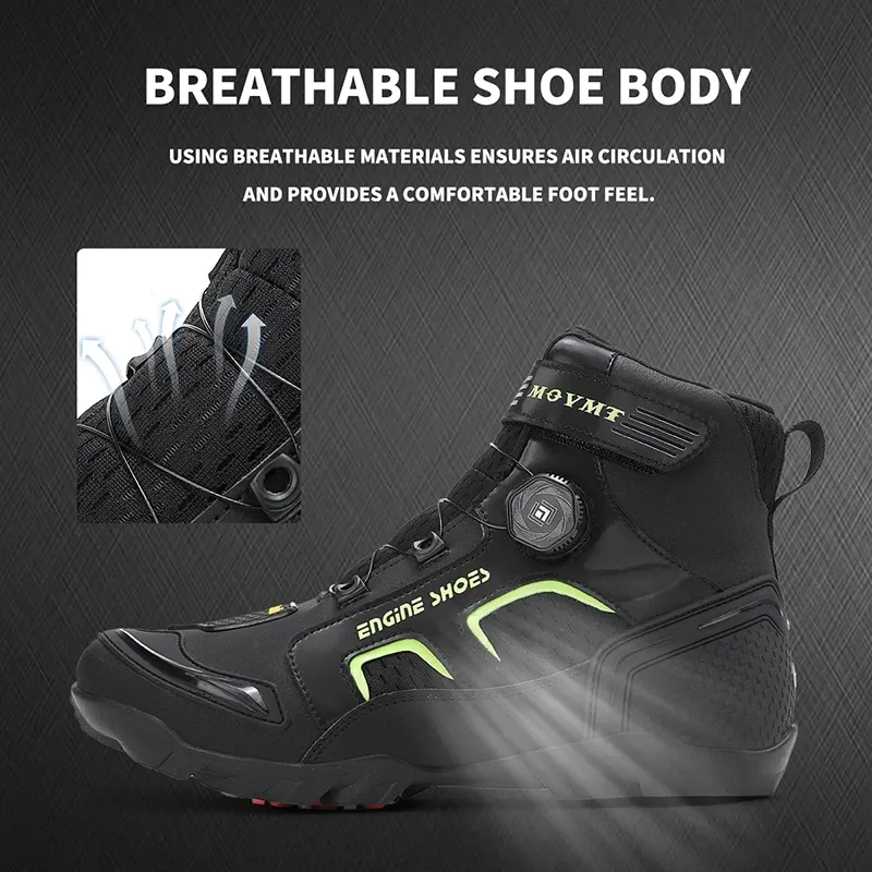 Chaussures moto montantes à serrage rotatif, renforts talon et orteils, photo 5