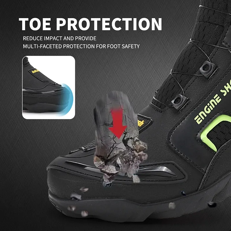 Chaussures moto montantes à serrage rotatif, renforts talon et orteils, photo 6