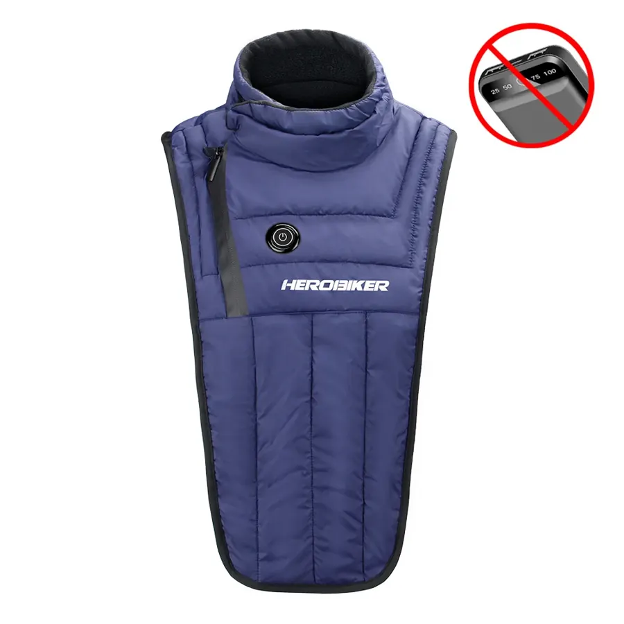 Écharpe chauffante USB moto HEROBIKER, cou et poitrine, couleur Bleu marine