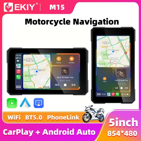 Écran moto CarPlay et Android Auto sans fil EKIY M15, 5 pouces