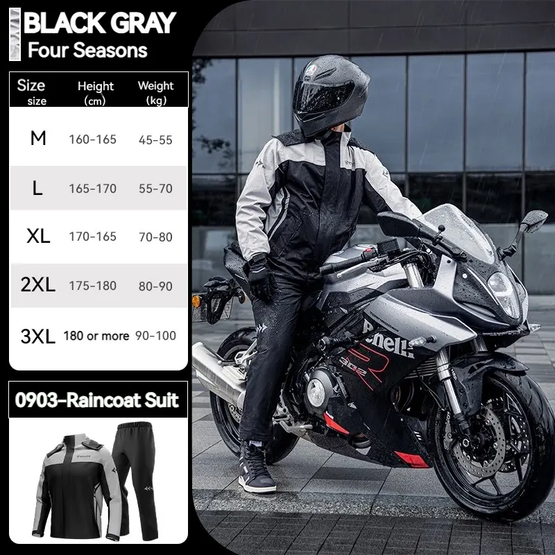 Ensemble de pluie moto SULAITE (veste + pantalon), couleur Gris