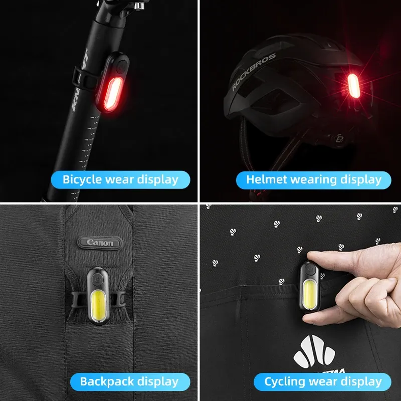 Feu arrière vélo ROCKBROS rechargeable USB, 5 modes, 25 g, photo 2