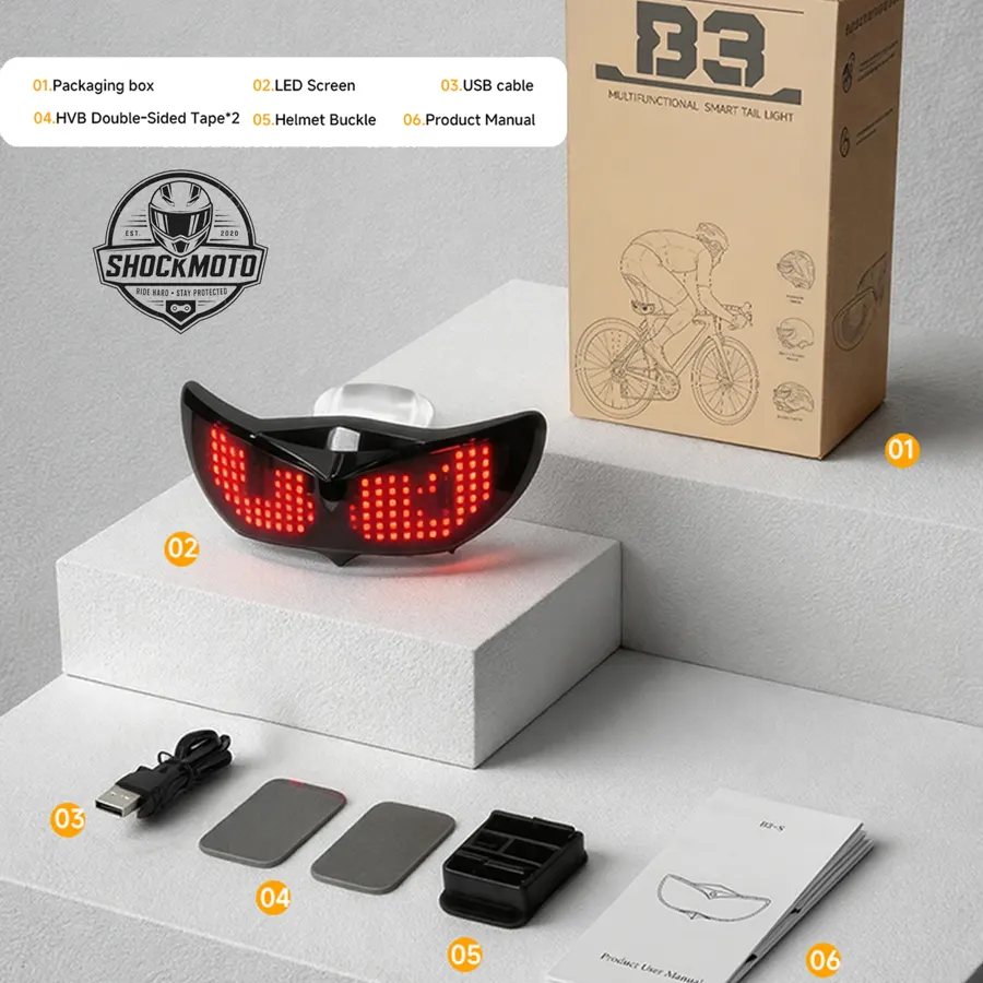 Feu LED matriciel pour casque MOTOCENTRIC B3, 124 LED, IP66, photo 6