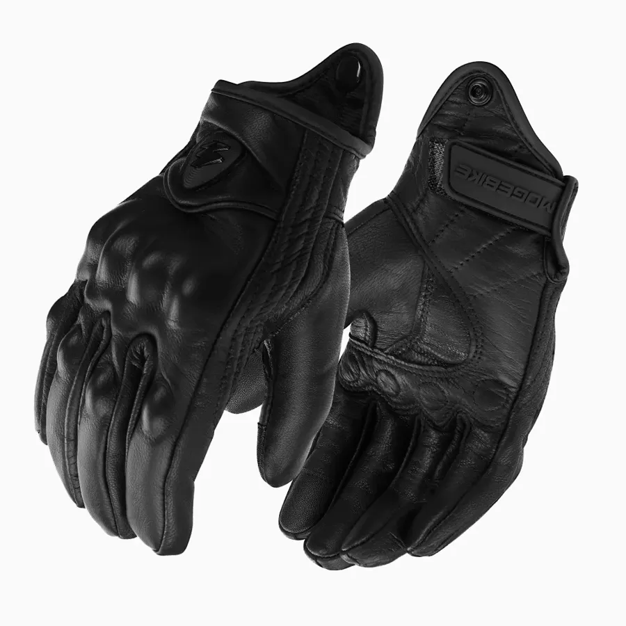 Gants moto en cuir de chèvre homme et femme, coques souples, S à 3XL