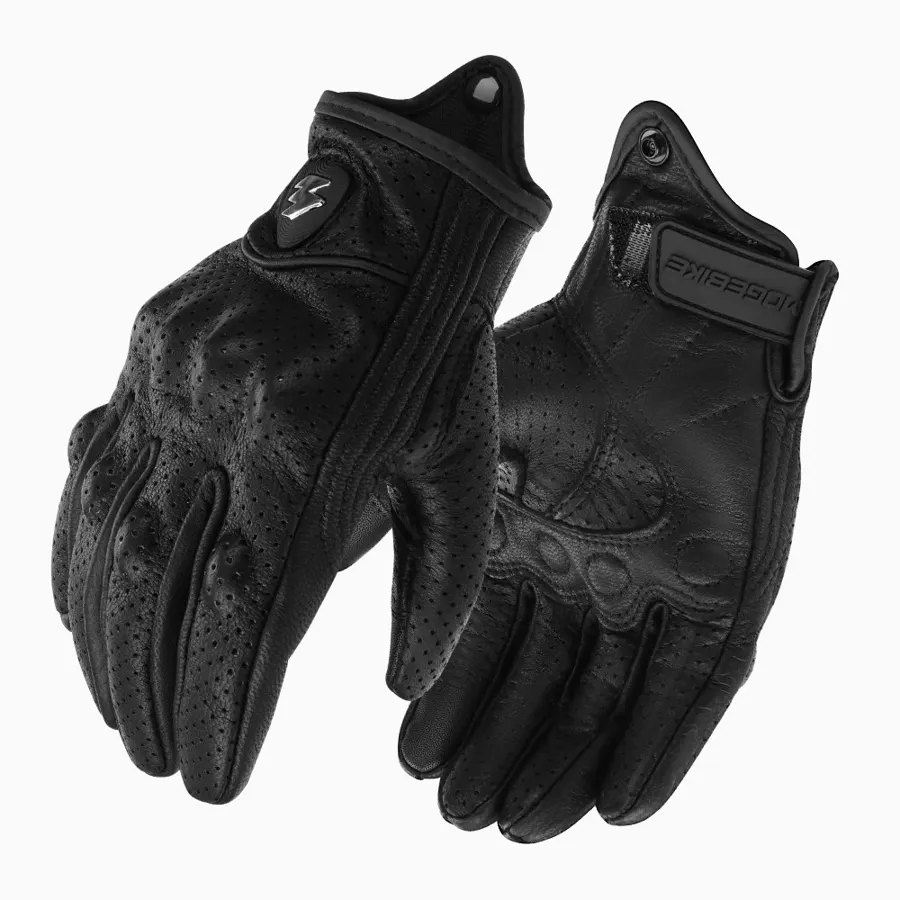 Gants moto en cuir de chèvre homme et femme, coques souples, S à 3XL, version Perforée (été)