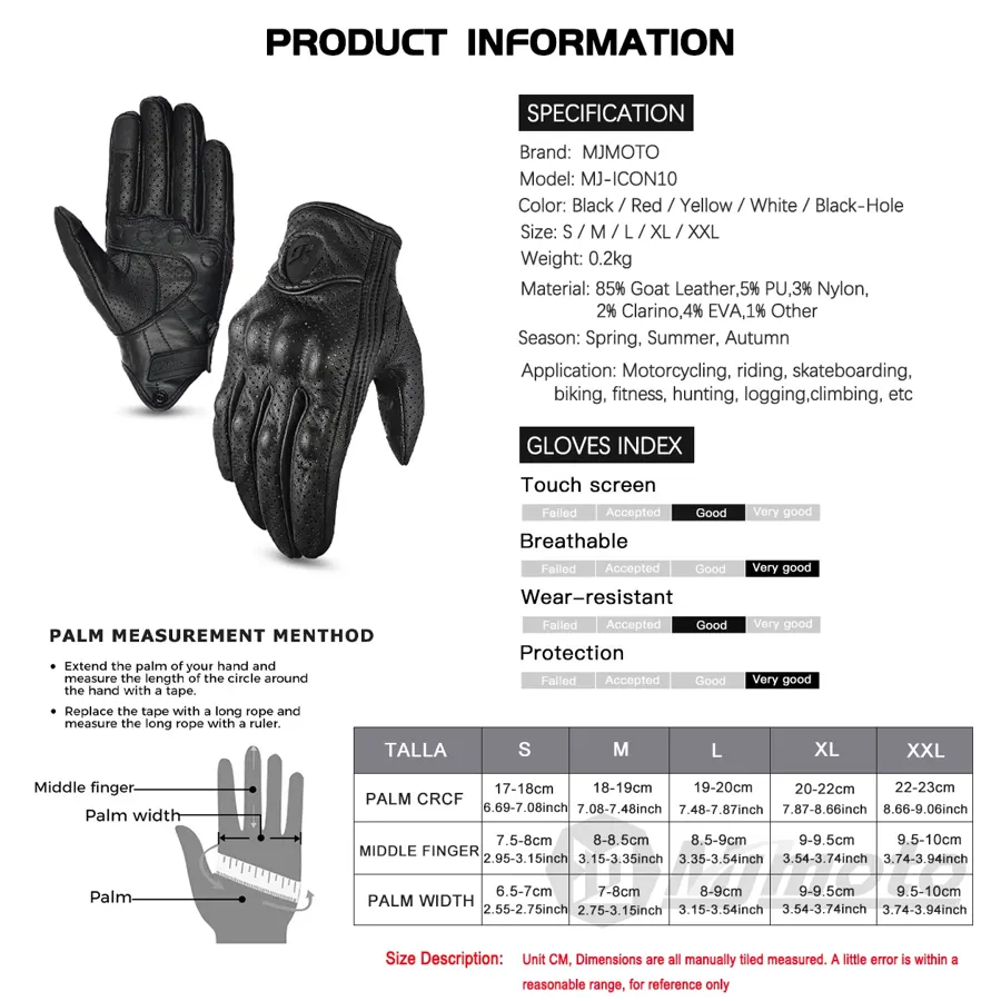 Gants moto cuir rétro perforés, photo 6