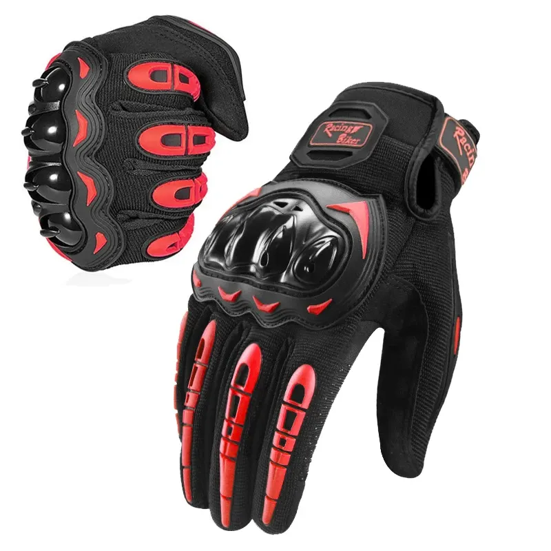 Gants moto d'été à coques de jointures, 5 coloris, couleur Rouge