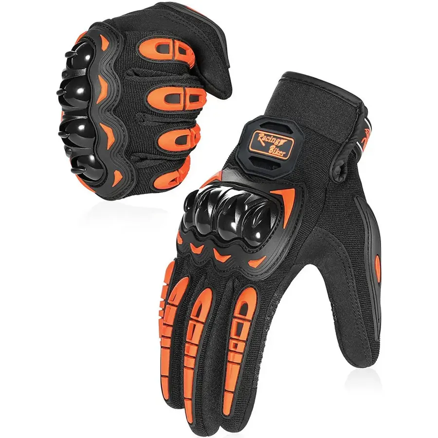 Gants moto d'été à coques de jointures, 5 coloris, couleur Orange