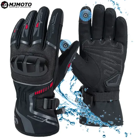 Gants moto d'hiver imperméables avec coques, compatibles tactile