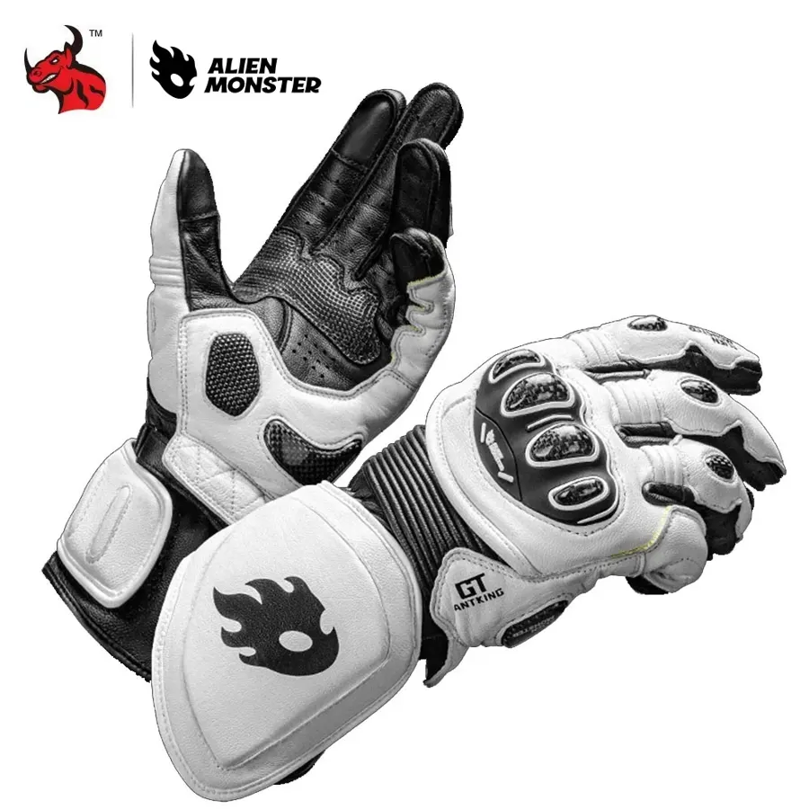 Gants moto racing cuir et carbone ALIEN MONSTER, manchette longue, photo 4