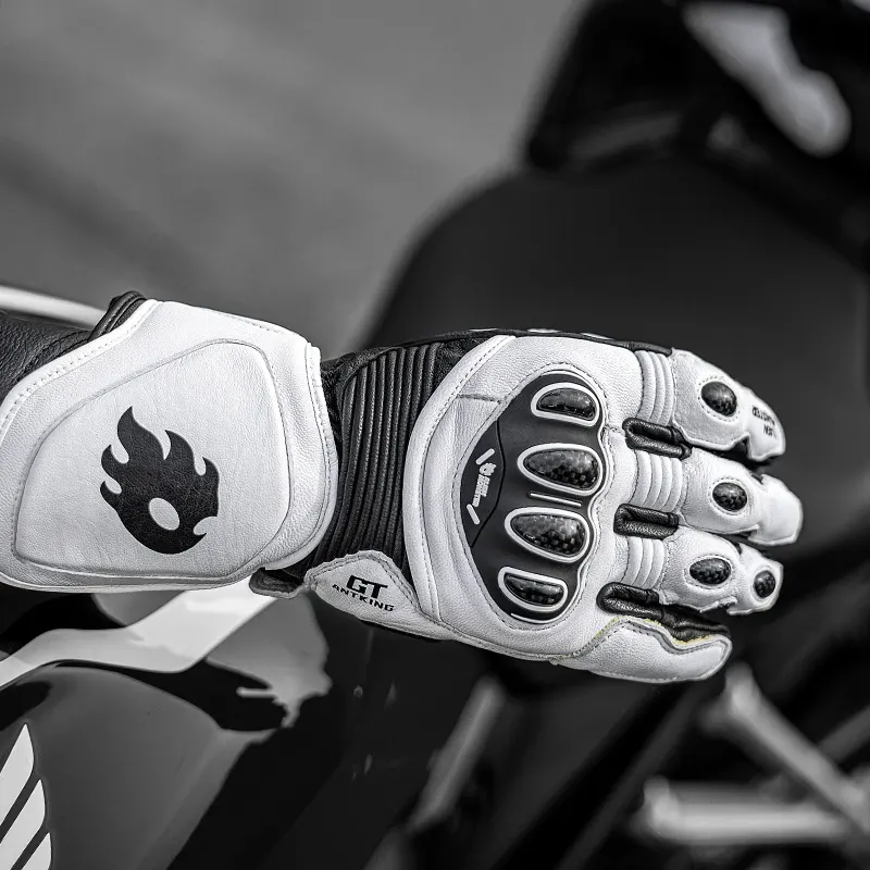 Gants moto racing cuir et carbone ALIEN MONSTER, manchette longue, photo 5