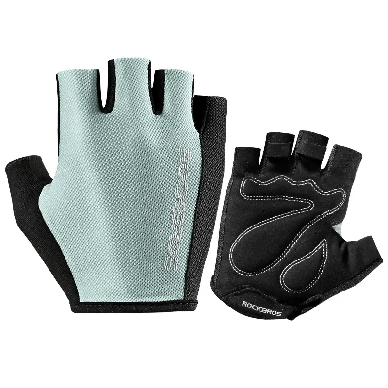 Gants de vélo mitaines ROCKBROS rembourrés, respirants, couleur Gris clair