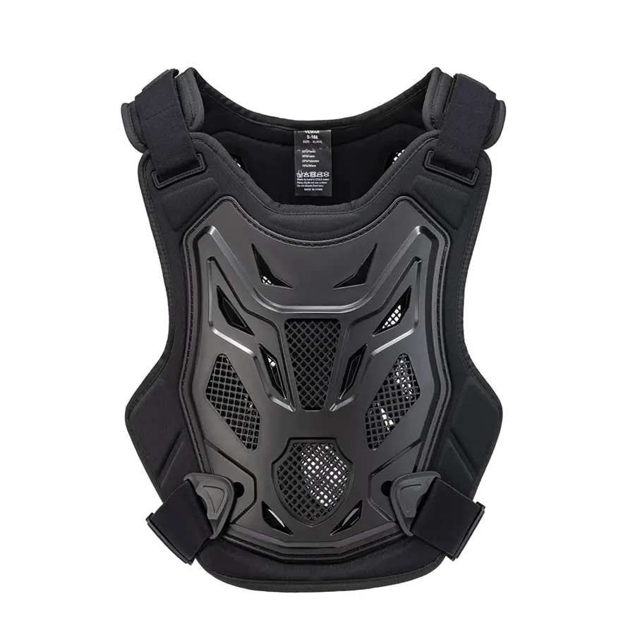 Gilet pare-pierres moto cross torse et dos, couleur Noir