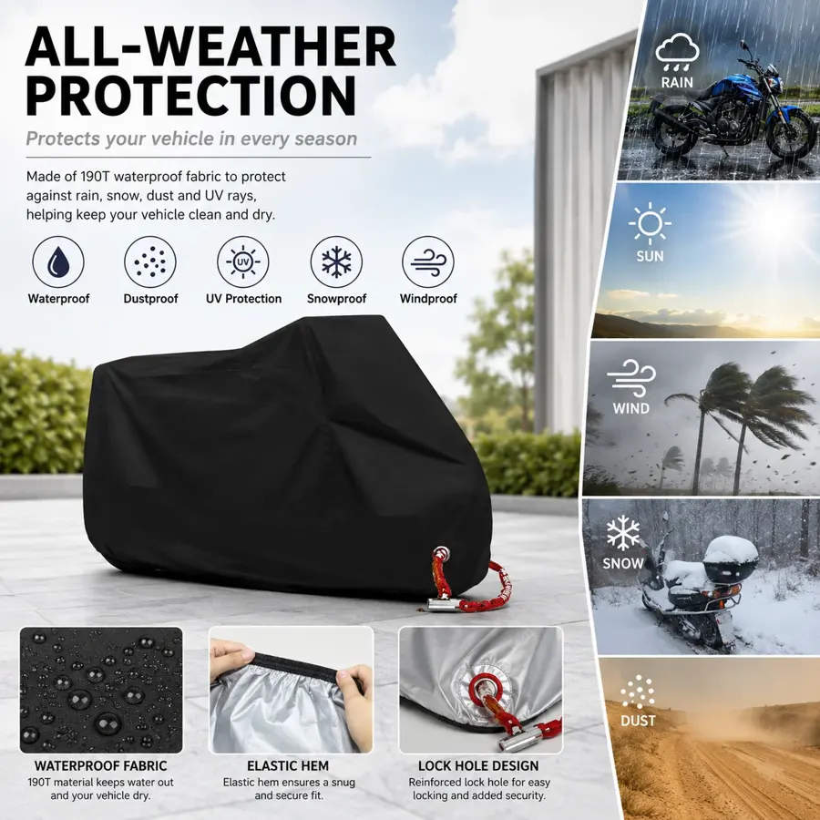 Housse moto et scooter d'extérieur imperméable, œillets antivol, photo 2