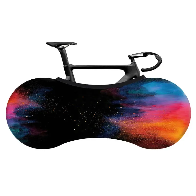 Housse de vélo d'intérieur extensible HSSEE, roues 26 à 29 pouces, motif Flammes