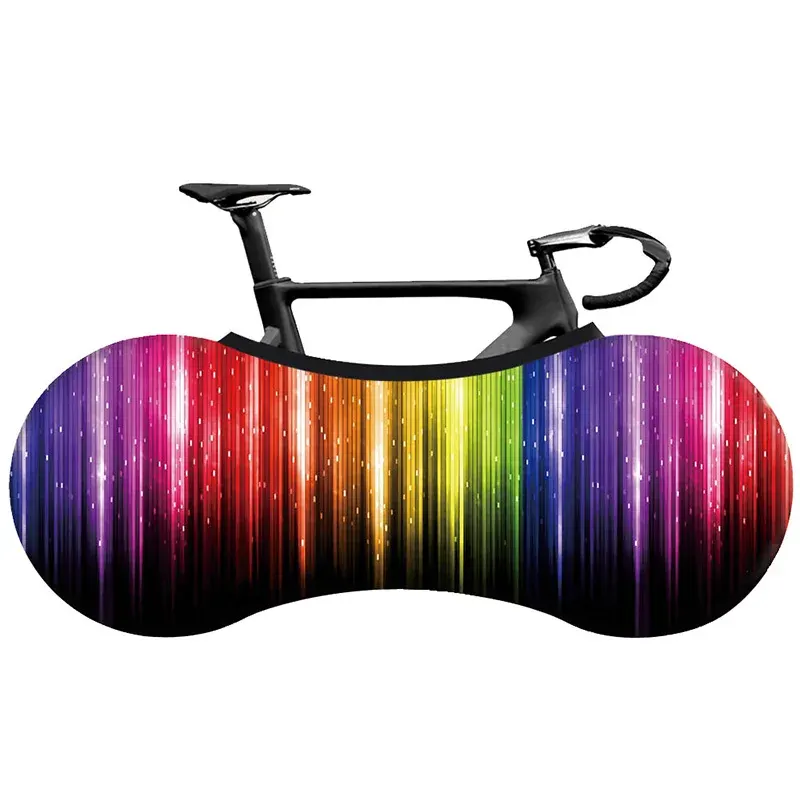 Housse de vélo d'intérieur extensible HSSEE, roues 26 à 29 pouces, motif Arc-en-ciel