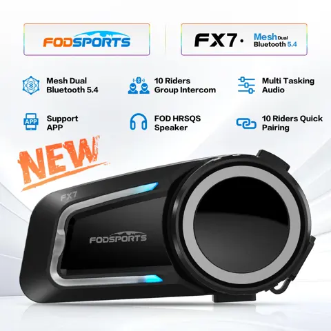 Intercom moto Mesh Fodsports FX7 (10 motards, 2 km)