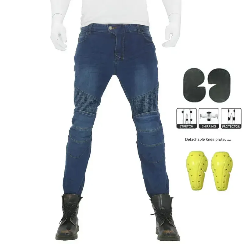 Jean moto homme stretch avec protections genoux et hanches