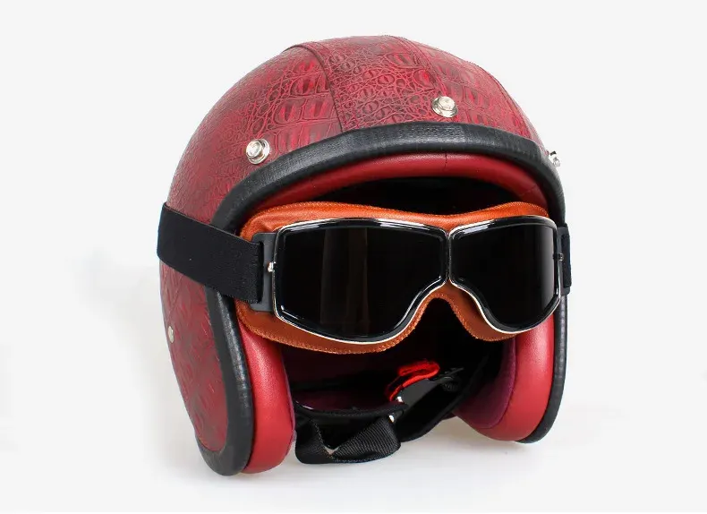 Lunettes moto vintage aviateur en cuir, photo 4