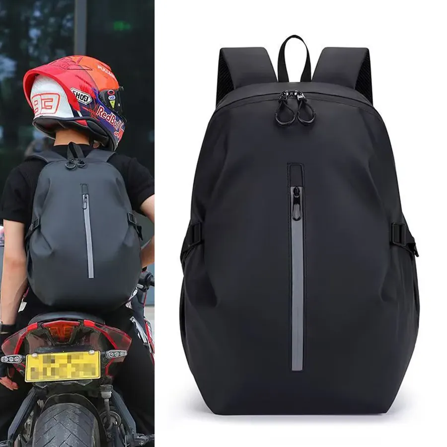Sac à dos moto porte-casque imperméable avec bande réfléchissante, photo 2