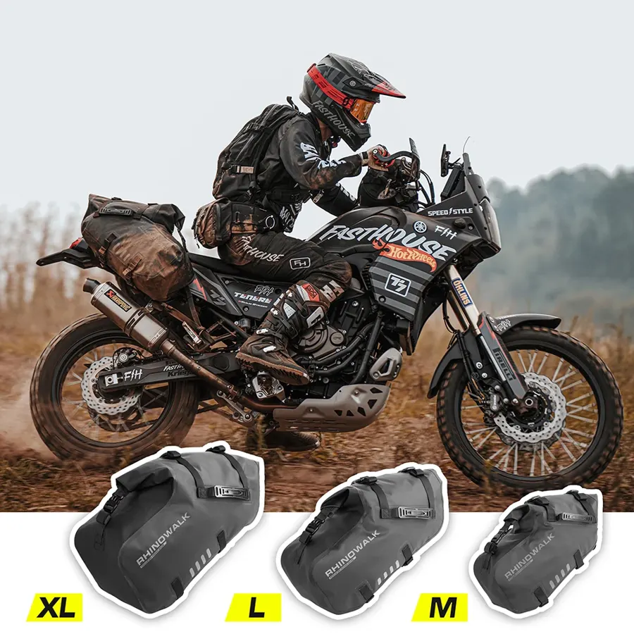 Sacoches latérales Rhinowalk 100 % étanches, 2 × 14 L, sans support