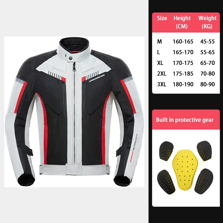 Veste moto textile imperméable homme avec 5 protections amovibles, coloris Gris