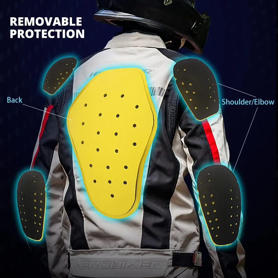 Veste moto textile imperméable homme avec 5 protections amovibles, photo 3