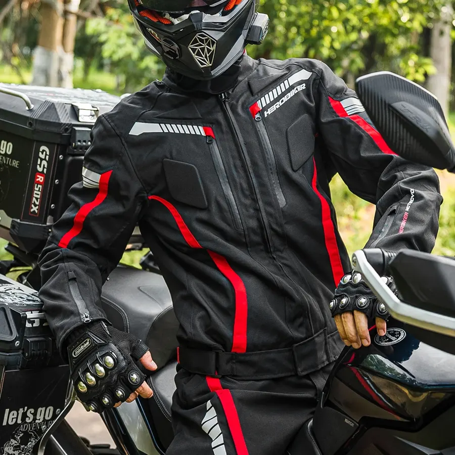 Veste moto textile imperméable homme avec 5 protections amovibles, photo 4