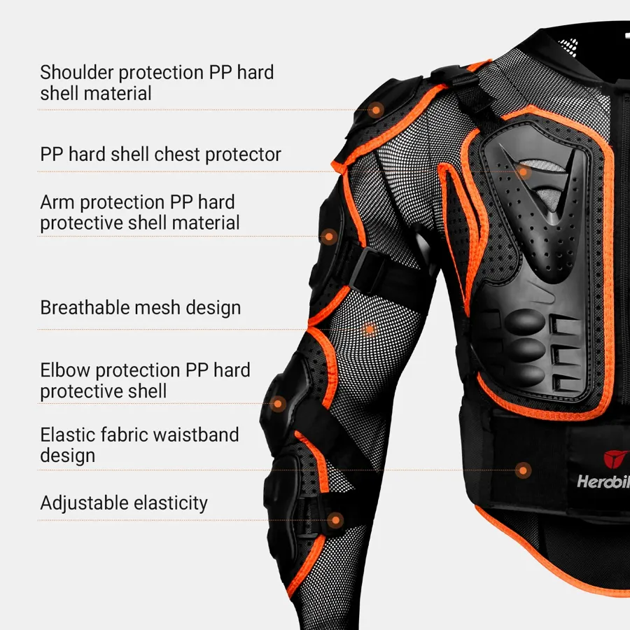 Veste de protection intégrale cross, noir et orange, photo 6